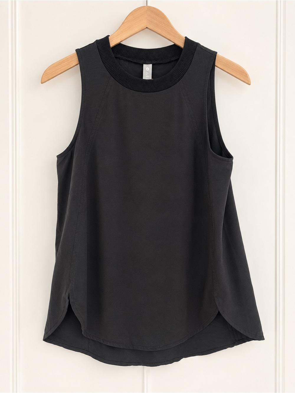 Athleta Black Ribbed Crew Neck Sleeveless Tank Top XXS